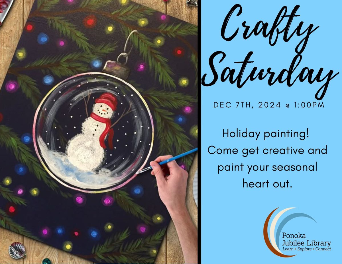 Come get crafty with us! Come alone, with friends or family, everyone is welcome at Crafty Saturday. 
Pre-registration is preferred.
