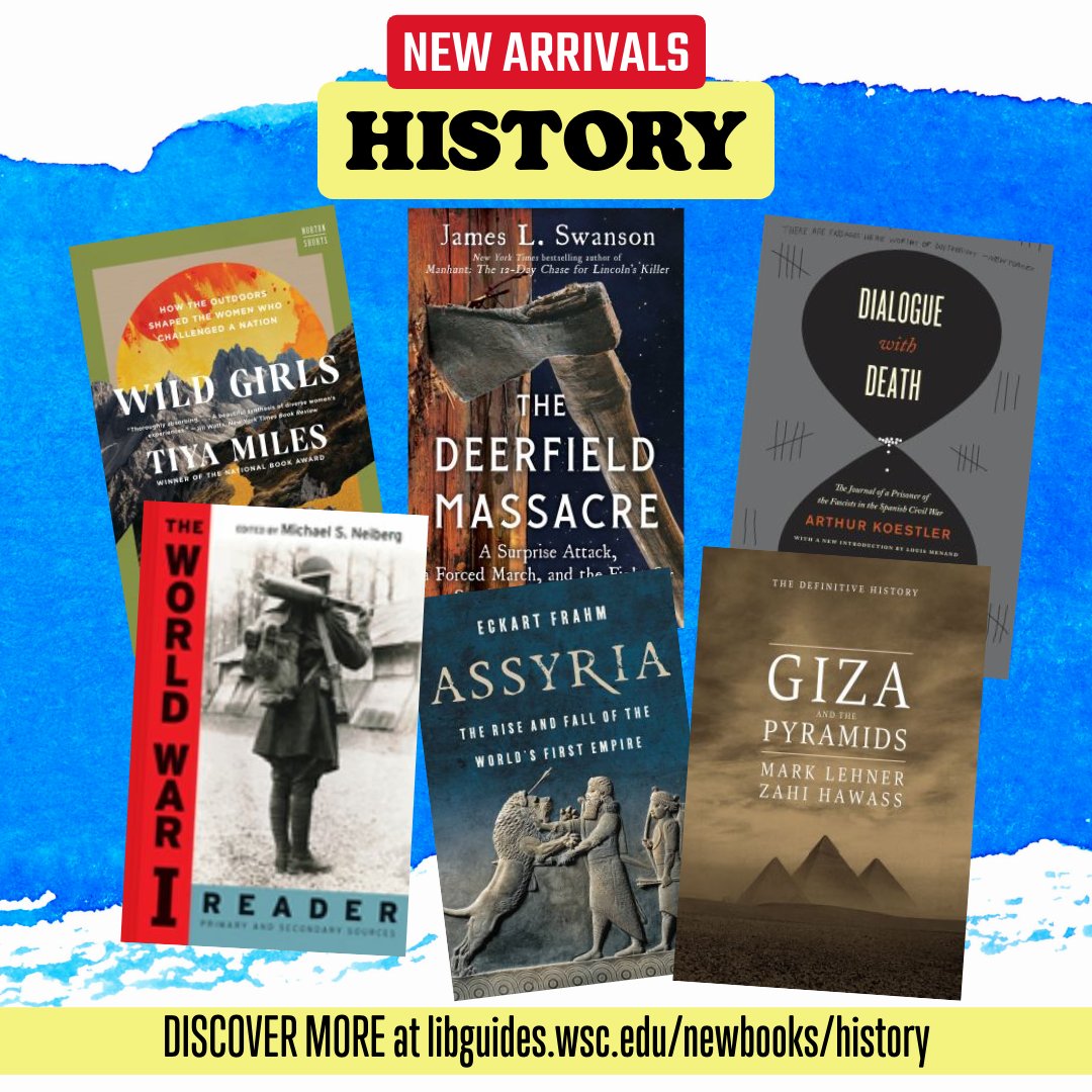 ConnLibrary's tweet image. Discover the latest additions to our history section! From ancient civilizations to modern-day events, immerse yourself in our new books. Find even more @ libguides.wsc.edu/newbooks/histo… 

#NewBookArrivals #HistoryBooks #ExpandYourKnowledge #WayneStateCollege