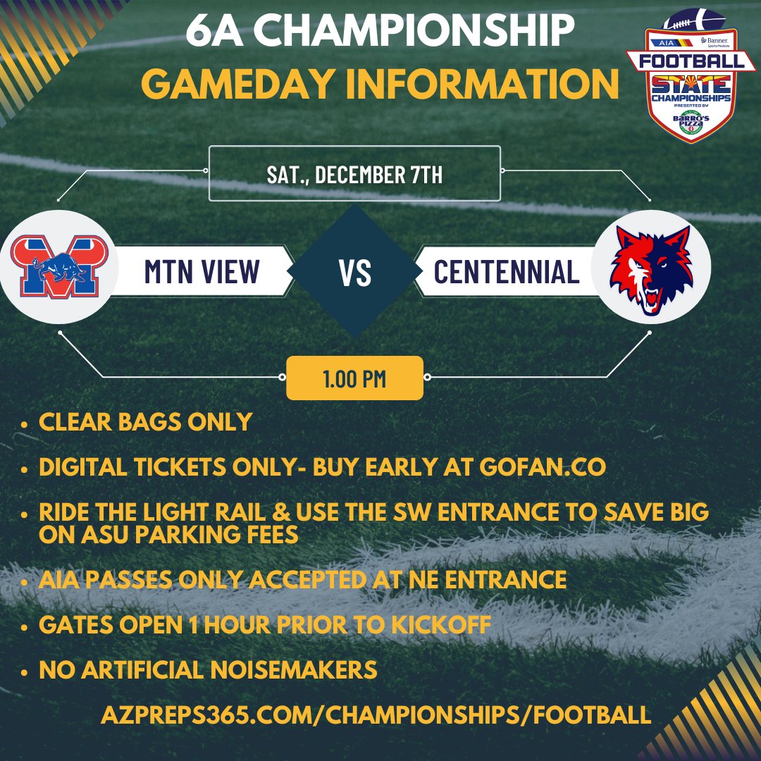 AZPreps365 (@azpreps365) on Twitter photo π The 6A AIA State Football Championships presented by <a href="/barrospizza/">Barro's Pizza</a> are here! π
Get ready to cheer on your team and feel the #ChampionshipFever! π
π
More details at azpreps365.com. @ceHSathletics <a href="/MVTOROS_AD/">MV Toros Athletics</a> @cehsfootball <a href="/MVToro_Football/">Toro Nation</a> @peoriaunified11 <a href="/mpsaz/">Mesa Public Schools</a> π The 6A AIA State Football Championships presented by <a href="/barrospizza/">Barro's Pizza</a> are here! π
Get ready to cheer on your team and feel the #ChampionshipFever! π
π
More details at azpreps365.com. @ceHSathletics <a href="/MVTOROS_AD/">MV Toros Athletics</a> @cehsfootball <a href="/MVToro_Football/">Toro Nation</a> @peoriaunified11 <a href="/mpsaz/">Mesa Public Schools</a>