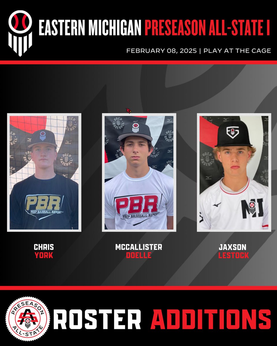 Prep Baseball Michigan (@prepbaseballmi) on Twitter photo 𝗘𝗮𝘀𝘁𝗲𝗿𝗻 𝗠𝗶𝗰𝗵𝗶𝗴𝗮𝗻 𝗣𝗿𝗲𝘀𝗲𝗮𝘀𝗼𝗻 𝗔𝗹𝗹-𝗦𝘁𝗮𝘁𝗲 𝗜
🗓️ February 8th
📍 <a href="/playatthecage/">Play at the Cage (Home of the Motor City Hit Dogs)</a>
Secure your spot ➡️ loom.ly/SnkTDT4
Welcome to the following players ⬇️ 𝗘𝗮𝘀𝘁𝗲𝗿𝗻 𝗠𝗶𝗰𝗵𝗶𝗴𝗮𝗻 𝗣𝗿𝗲𝘀𝗲𝗮𝘀𝗼𝗻 𝗔𝗹𝗹-𝗦𝘁𝗮𝘁𝗲 𝗜
🗓️ February 8th
📍 <a href="/playatthecage/">Play at the Cage (Home of the Motor City Hit Dogs)</a>
Secure your spot ➡️ loom.ly/SnkTDT4
Welcome to the following players ⬇️