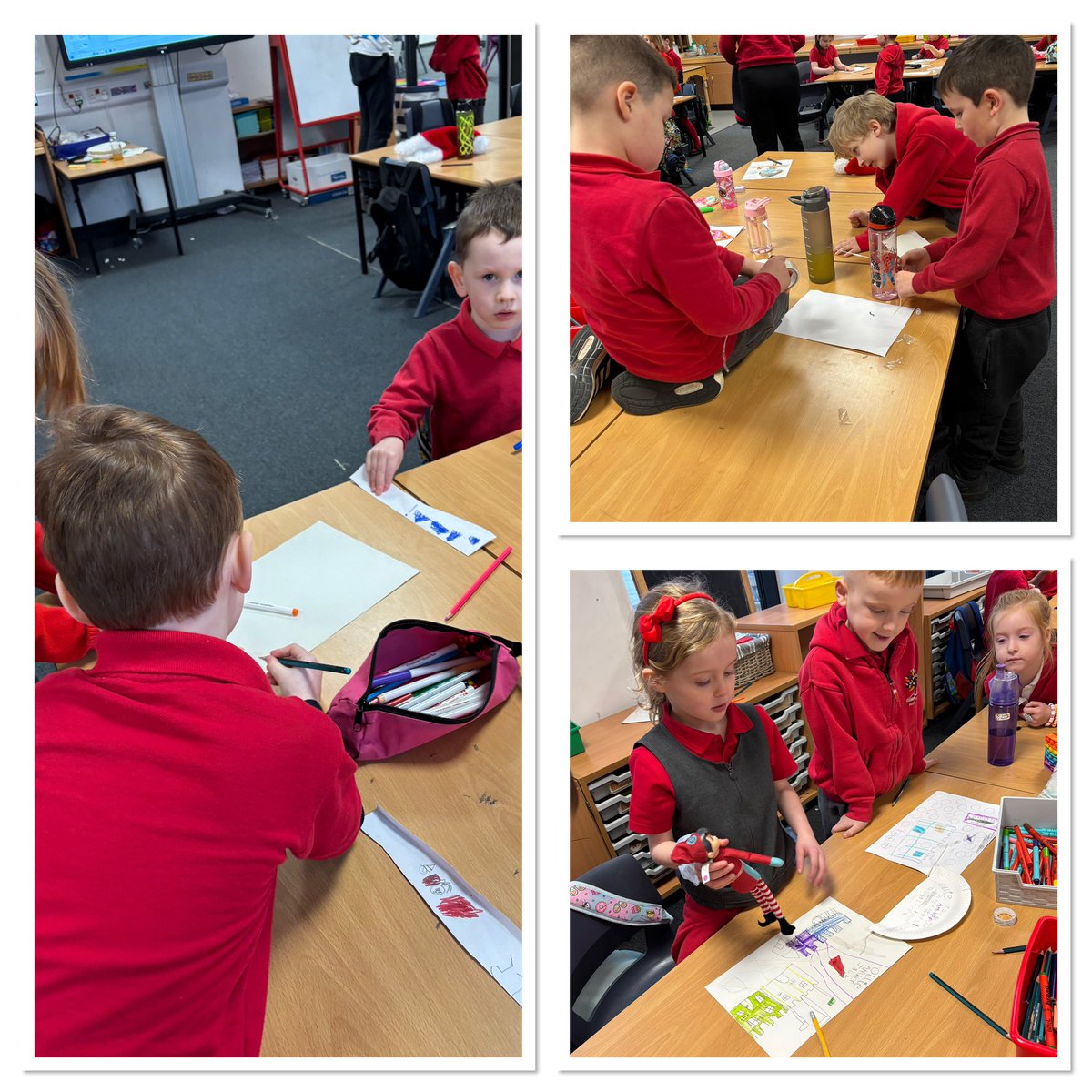 3Halfmerke's tweet photo. Creativity, problem solving and fabulous communication skills were displayed today in our winter STEM challenge. Groups worked together to design a trap for the naughty Elf. No Elf was injured in this project! https://t.co/f3licYf2E5