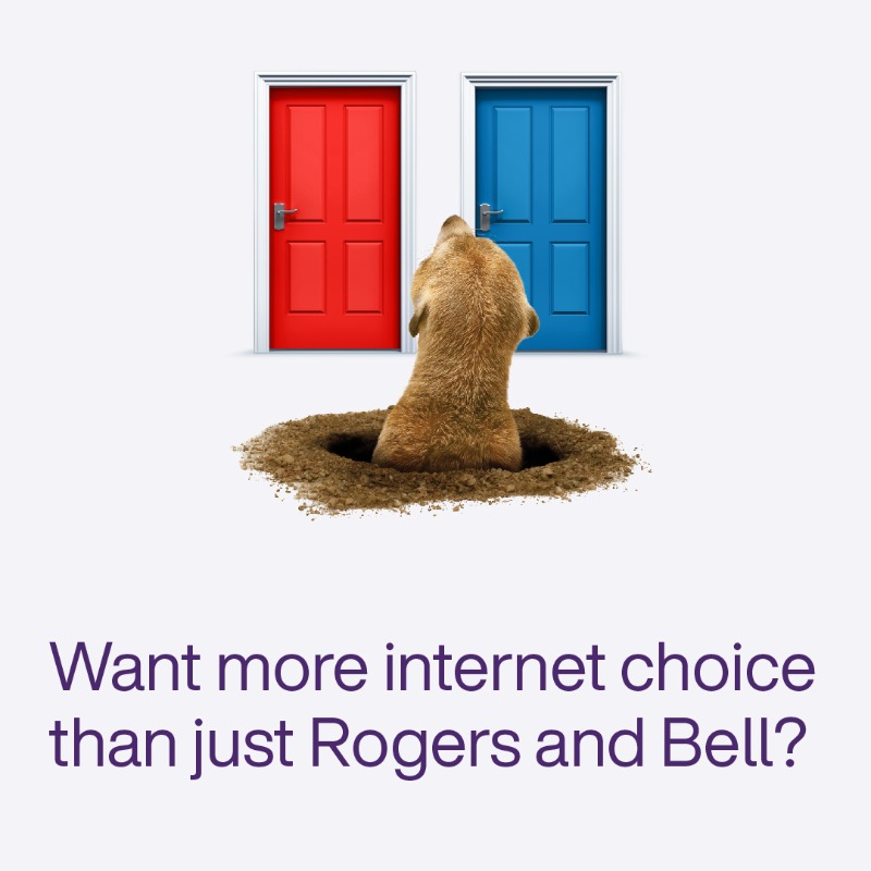TELUS's tweet photo. Rogers and Bell have long been the dominant internet service providers in Ontario. The federal government is trying to limit competition, restricting your choice. Do you want more choice than just Rogers and Bell? Sign the petition today.