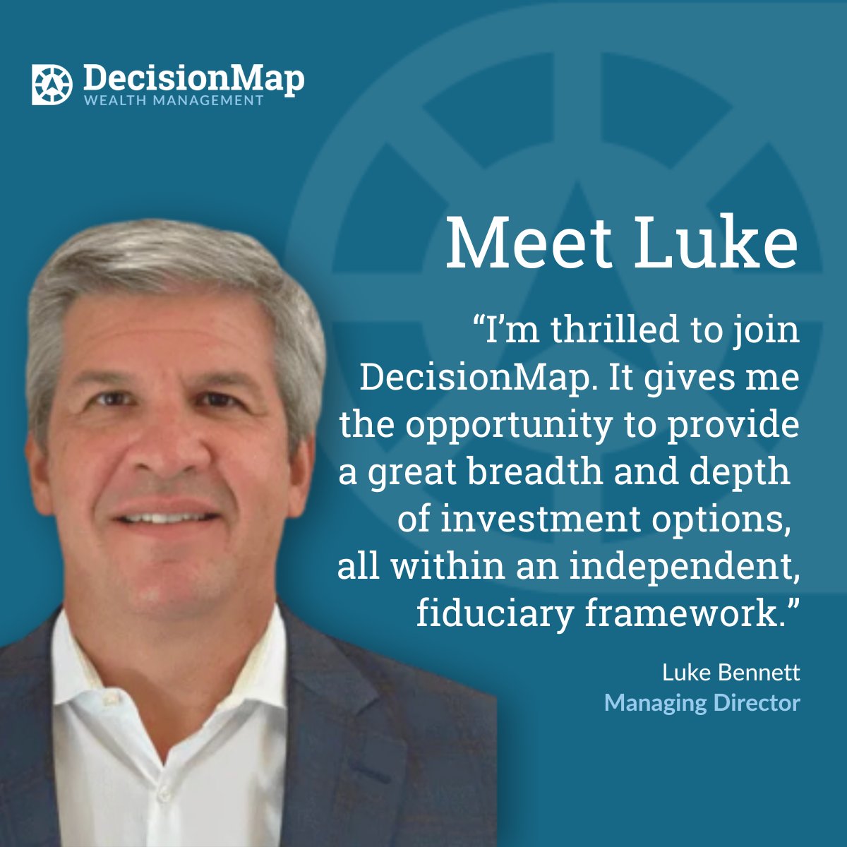 DecisionMapWM's tweet photo. What drove Luke Bennett to join DecisionMap Wealth Management? Independence, responsibility, and the freedom to serve clients without restriction. That alone makes it an easy decision. Read more about Luke: https://t.co/44qKy7y1FO https://t.co/6sfhgFxdeM
