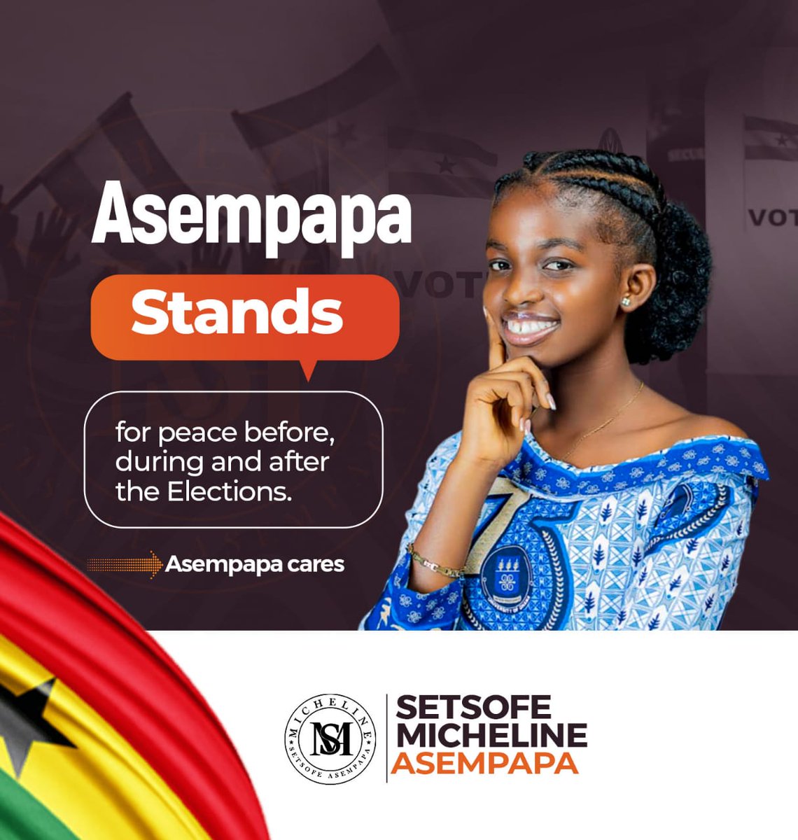 Mi_cheline13's tweet photo. I stand for PEACE ✌️ 
#2024presidentialelection 
#PeacefulElections 
#AsempapaCares https://t.co/VrbxXiNyVt