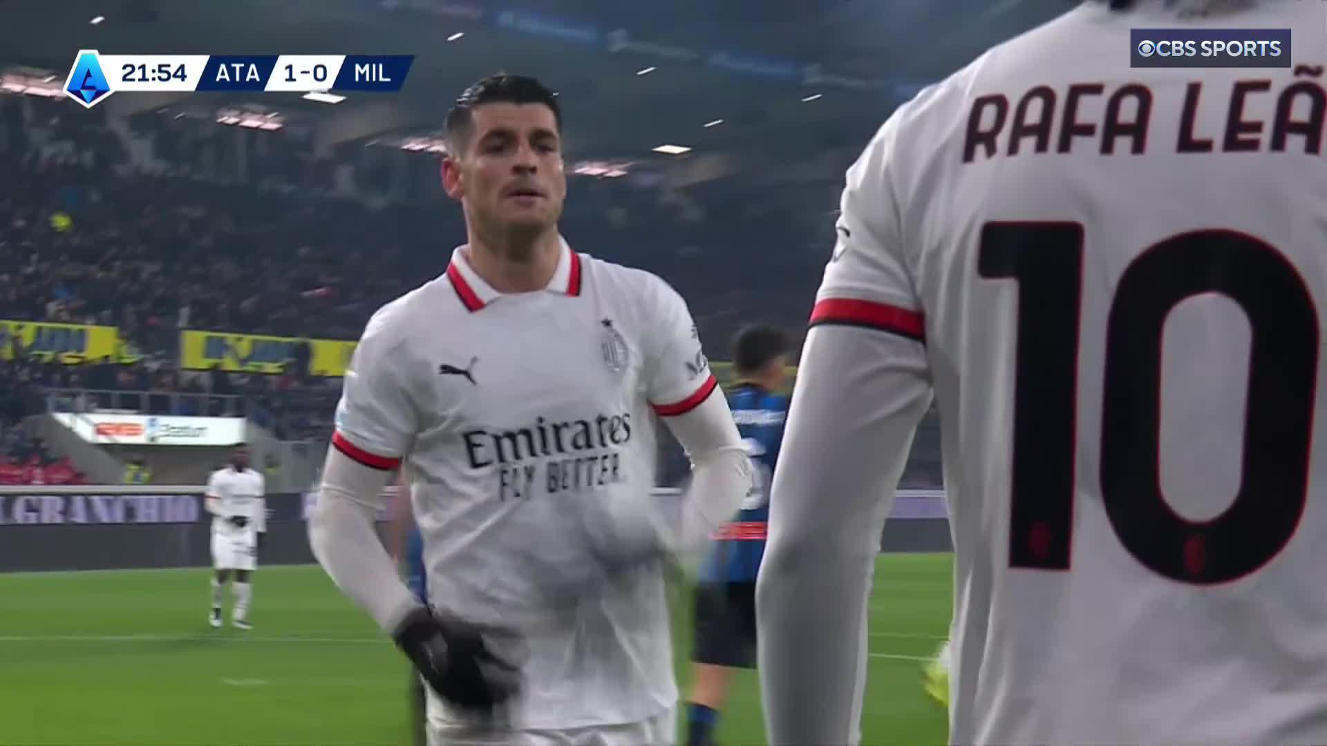 What a run 😤What a ball 💪Rafael Leao connects with Alvaro Morata and Milan are level in Bergamo 🎯