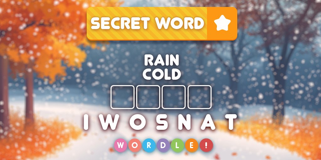 AppWordle's tweet photo. 🌨️ We have a new Secret Word, fit for Frosty himself! ☃️
Think you can find the solution? Or will you melt under pressure? 🫠
Let us know the answer in the comments! 👇
#wordleapp #wordlechallenge #partialwordle #brainteaser #brainhealth #puzzle #puzzlegame #puzzlelover https://t.co/3gYEgS2nPu