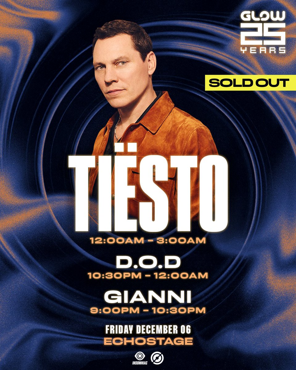 ClubGlow's tweet photo. Set times announced! โฑ๏ธ @tiesto hits #Echostage with a ๐ง๐๐ฅ๐๐ ๐๐ข๐จ๐ฅ ๐ฆ๐๐ง to celebrate @ClubGlowโs 25th anniversary, with support from @dj_dod & @giannisounds.
Tickets are SOLD OUT, limited tables are still available! Email https://t.co/CzilKNluaS to reserve (21+). ๐ฅ https://t.co/6RfFDARxml