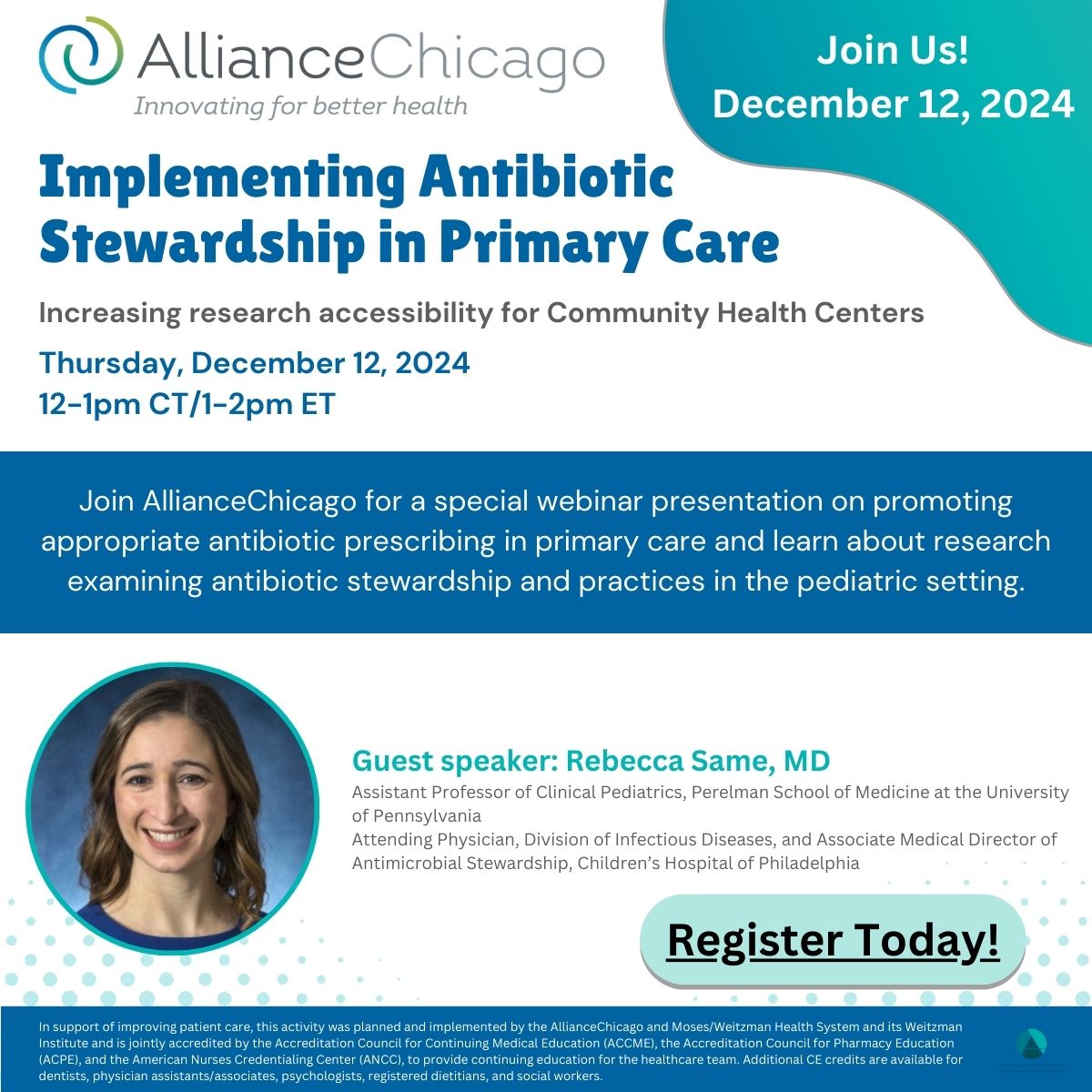 AllianceChicago (@alliancecchs) on Twitter photo Antibiotic stewardship starts here! Don’t miss this insightful session with guest speaker Rebecca Same, MD! Register: tinyurl.com/mtjjjmh3
<a href="/ChildrensPhila/">Children's Hospital</a> <a href="/PennMedicine/">Penn Medicine</a>
#AllianceChicago #PediatricCare Antibiotic stewardship starts here! Don’t miss this insightful session with guest speaker Rebecca Same, MD! Register: tinyurl.com/mtjjjmh3
<a href="/ChildrensPhila/">Children's Hospital</a> <a href="/PennMedicine/">Penn Medicine</a>
#AllianceChicago #PediatricCare