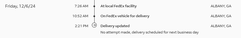 thedragonmaster's tweet photo. @FedExHelp @FedEx  and yet another package DONDRE cant be F'd to deliver, @WALBNews10 this is an ongoing issue that FedEx refuse to address, theres another hes had for  3 days (427681864033) and one he took 6 DAYS on his truck to deliver (281913415626) holiday rush is no excuse. https://t.co/J1BoBiGAbN