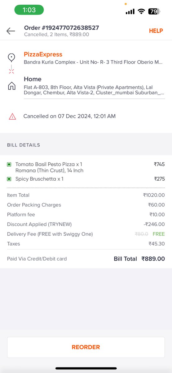 ps_beeboo's tweet photo. @harshamjty @nandanreddy @rahuljaimini @Swiggy confirmed my order at 11.21pm but isnt delivered till 1.30am. Swiggy cancelled my 1st order saying that executive couldnt pickup, &amp; placed a new order thats again not getting picked. SS attached. Pathetic experience, useless systems https://t.co/Yr08p6Oh11