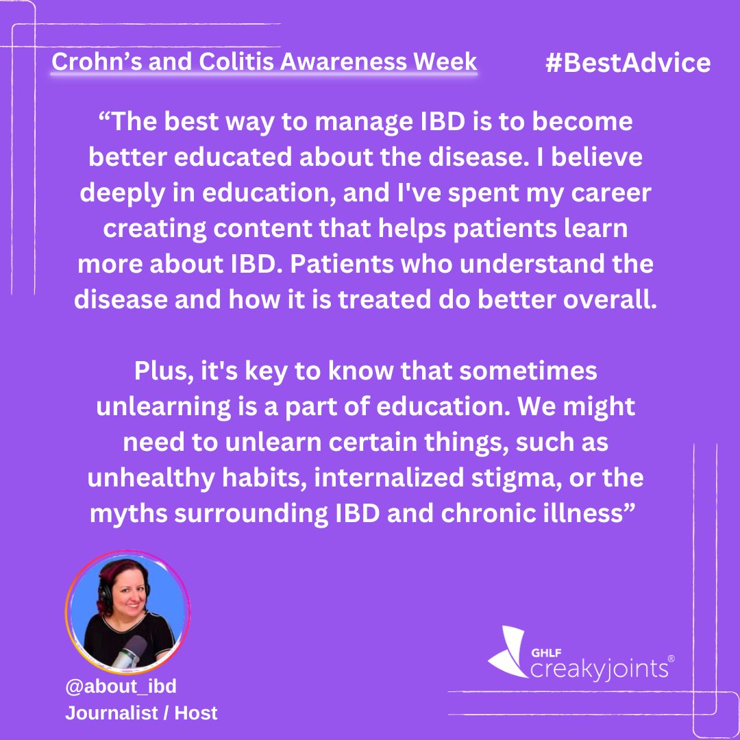 CreakyJoints's tweet image. Thank you for your advice and advocacy @aboutIBD
#CCAwarenessWeek