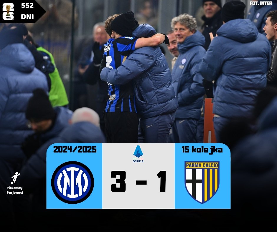 wofutbolu's tweet photo. #INTPAR
❗Zadanie wykonanie przez Mistrza, Parma otrzymała prawdziwą lekcję od Interu❗
🔵⚫ Inter 3:1 Parma 🟡🔵
⚽ Federico Dimarco 40'
⚽ Nicolo Barella 56'
⚽ Marcus Thuram 66'
⚽ Matteo Darmian 81' (gol samobójczy) https://t.co/pSIo80CjQi