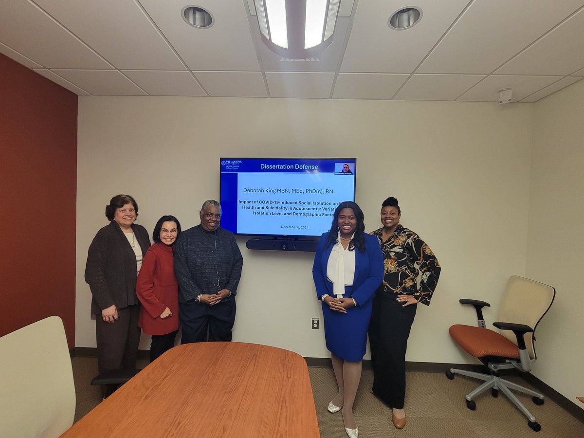 Congratulations to *DR.* Debbie King on successfully defending her dissertation "The Impact of COVID-19 Induced Social Isolation on Mental Health and Suicidality in Adolescents". Amazing job on a critically important topic 👏🏾👏🏾👏🏾
