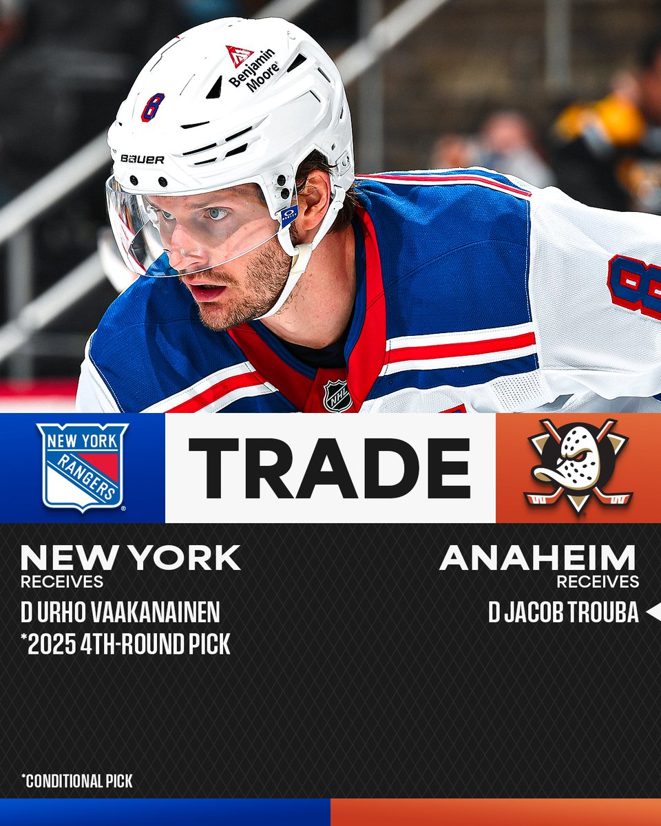 Jacob Trouba is now a member of the <a href="/AnaheimDucks/">x - Anaheim Ducks</a>. 🦆