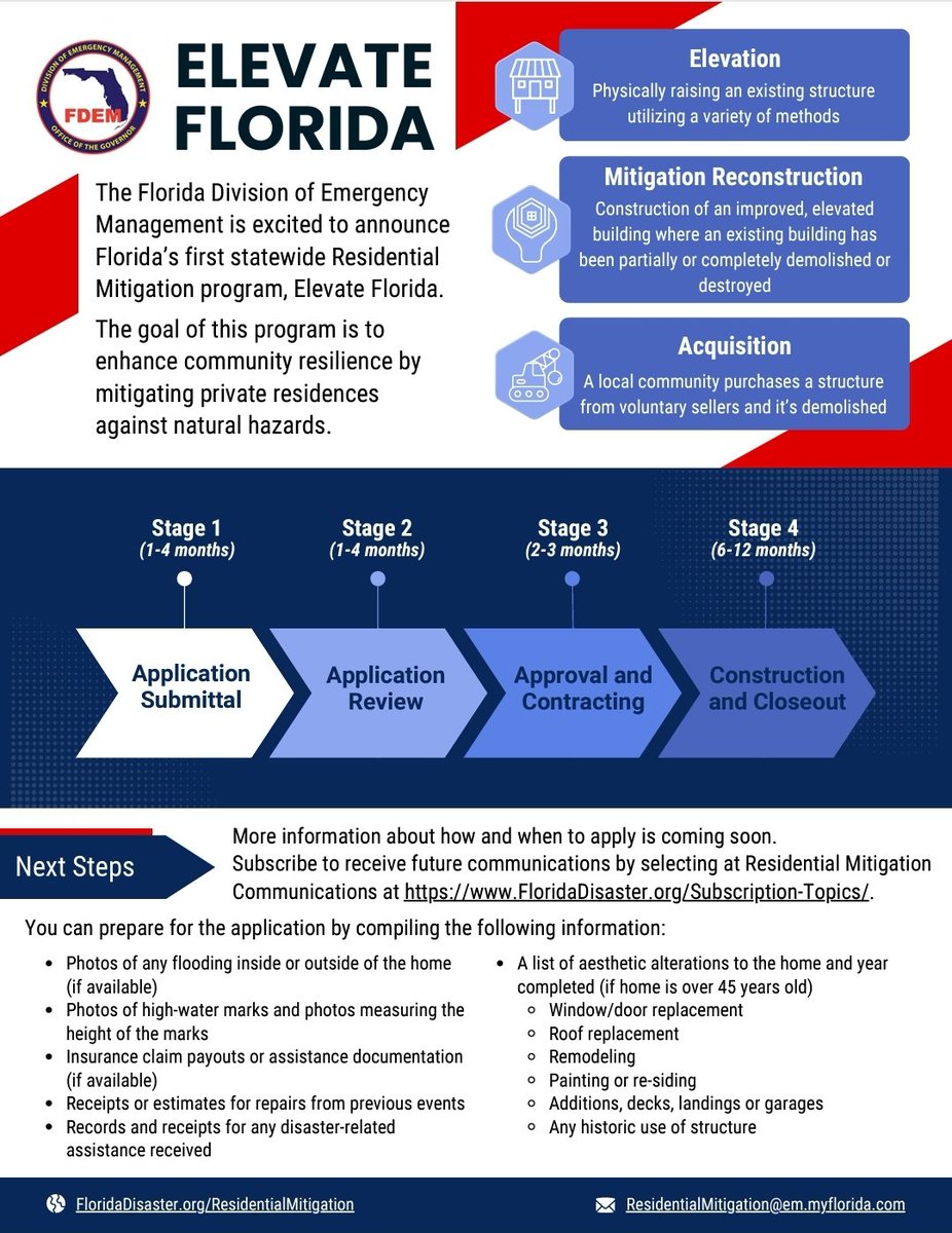 Florida_CRO's tweet photo. The State of Florida has made impressive strides identifying & addressing the flood vulnerability of critical assets & infrastructure.
@FLSERT's new #ElevateFL program deepens Florida's commitment to community resilience through safe, secure residences for Floridians! https://t.co/I02imnDMWL