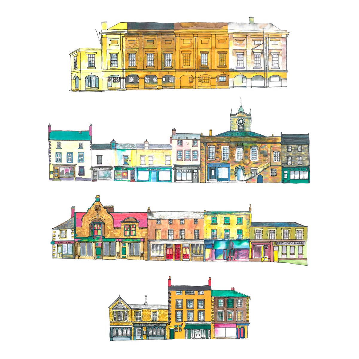 Another for the late shift ... this is SET 2 from our glorious collages of Alnwick Market Square, as painted by the People of Alnwick aged 9 to 88 ... If you stand in the square you really will see these colours ;-) #PeopleMakeAlnwick