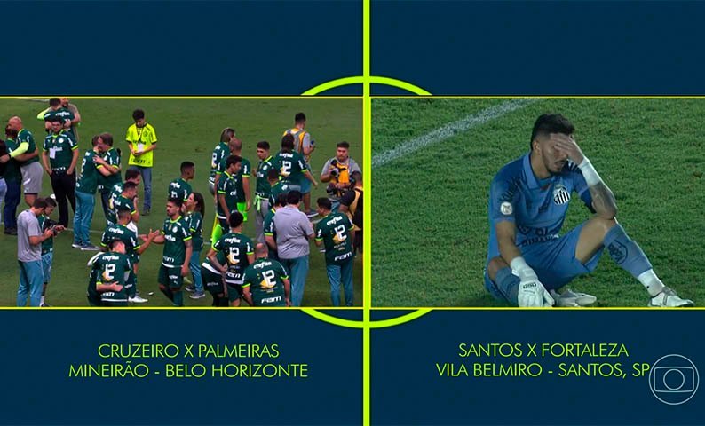 luccasgmelo's tweet photo. um ano de quando a Globo dividiu a tela entre o Palmeiras comemorando título e o Santos sendo rebaixado https://t.co/YkJCADNTZx