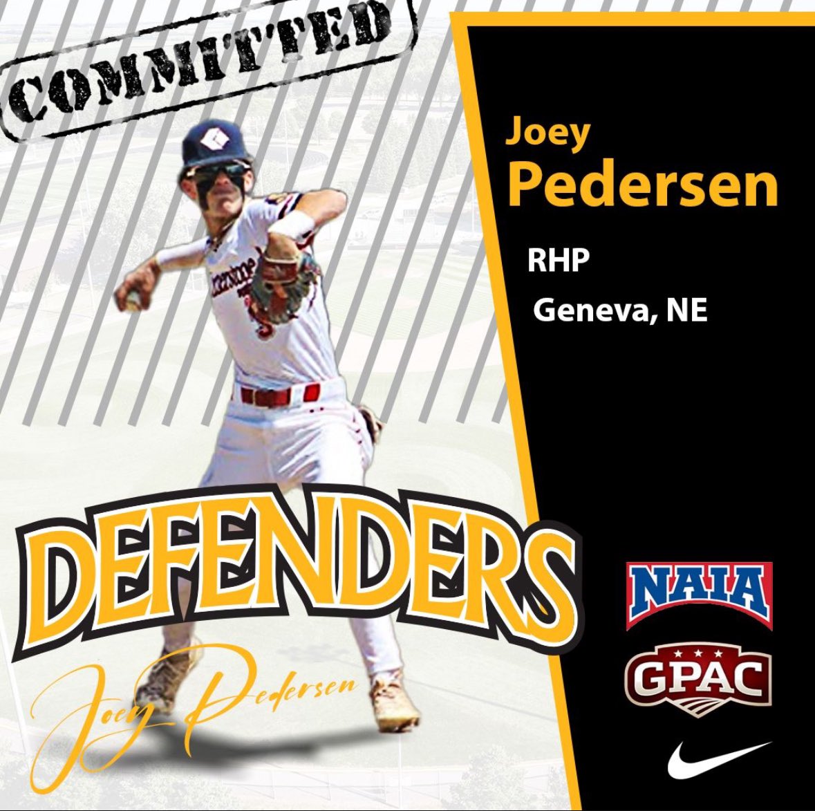 After a visit and a couple calls, I am blessed to announce my commitment to <a href="/DordtBaseball/">Dordt Baseball</a> I would like to thank God, parents, siblings, teammates, and coaches for helping me along the way. #DefenderWay <a href="/PrepBaseballNE/">Prep Baseball Nebraska</a> <a href="/Prospects_NE/">Nebraska Prospects Baseball Club</a>