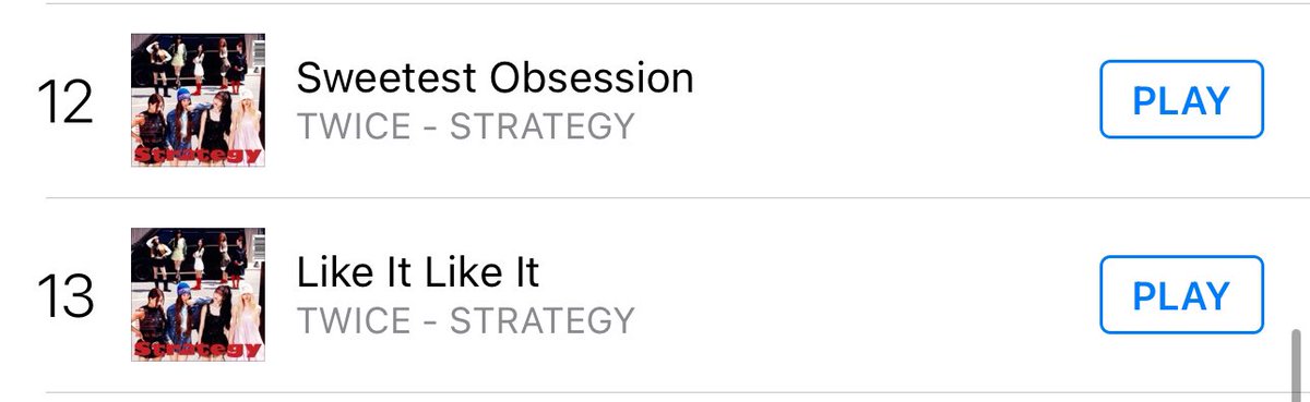 ukonces's tweet photo. ITUNES KPOP CHARTS 🇬🇧

ONCE ! As we’re coming to the end of the night soon, here’s the UK kpop itunes charts ! LETS KEEP GOING! 💋

#2 song for #STRATEGY ft @theestallion 
#6 for #STRATEGY 
#8 for #MAGICAL
#12 for #SWEETESTOBSESSION
#13 for #LIKEITLIKEIT https://t.co/AaXvISLp1O