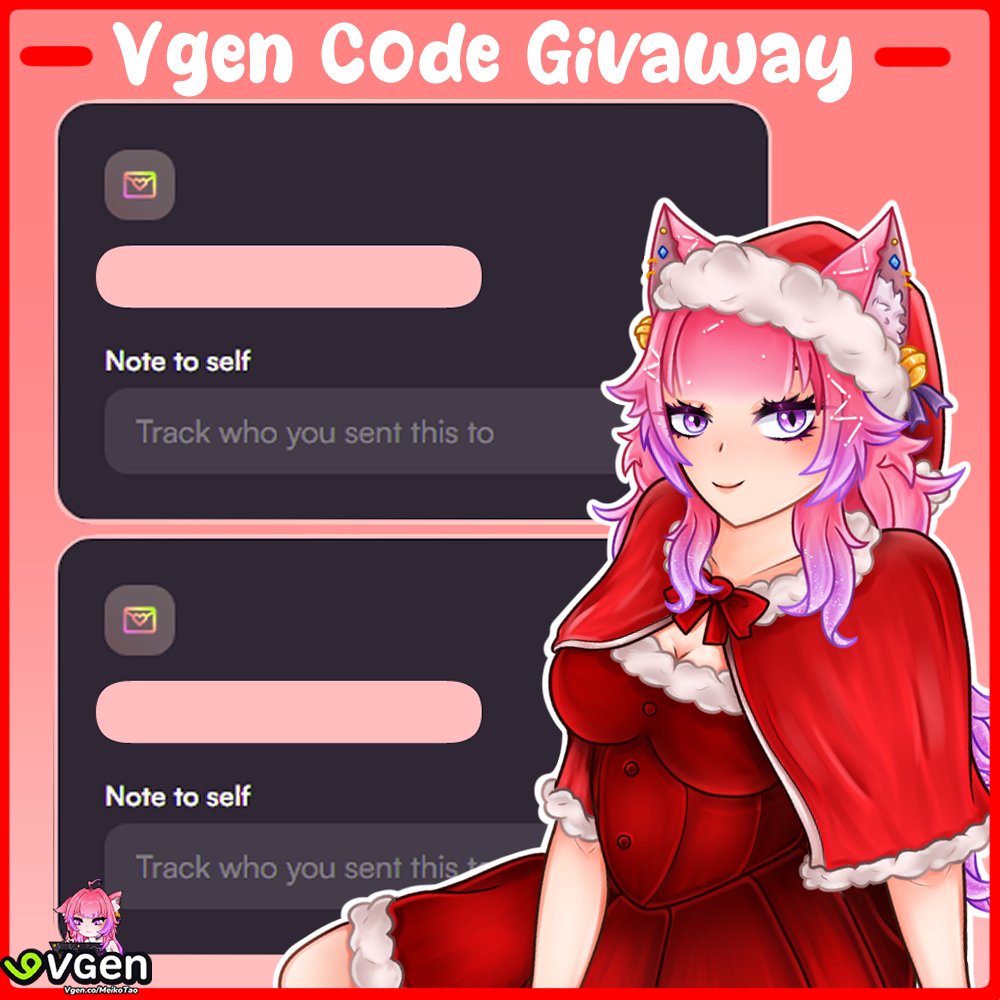 Meiko_Tao's tweet photo. 🎄Vgen Code Giveaway🎄
I wanted to give a Christmas gift. I will pick from my own judgement

📝 RULES: 
• Like, Follow, &amp; RT
• Post examples of your artwork

🥇2 winners
🎁Ends when I already pick 2! 
If we reach 100 rt, ill add 1 more winner!
#VgenCode #Giveaway #Vgenopen https://t.co/OGiPDSRTg2