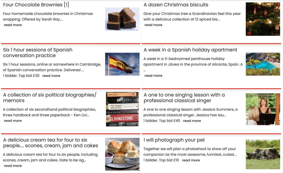 Our online auction of promises is back, with another fabulous selection of lots. The link goes live on Saturday 16th November.

Promises include the use of a holiday home, homemade meals, gift hampers, handicrafts and language lessons.