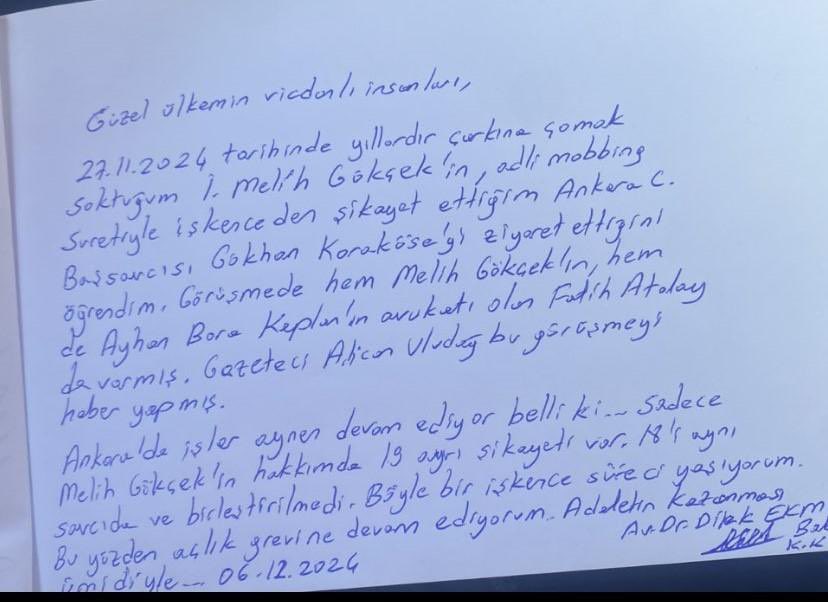 Dilek Ekmekçi.. ortaokul ve lise sınıf arkadaşımız. Açlık grevinde.. cezaevinde. Şöyle bir not paylaşmış.. belki okuyacak yeri, söyleyecek sözü olan çıkar diye paylaşmak istedim.