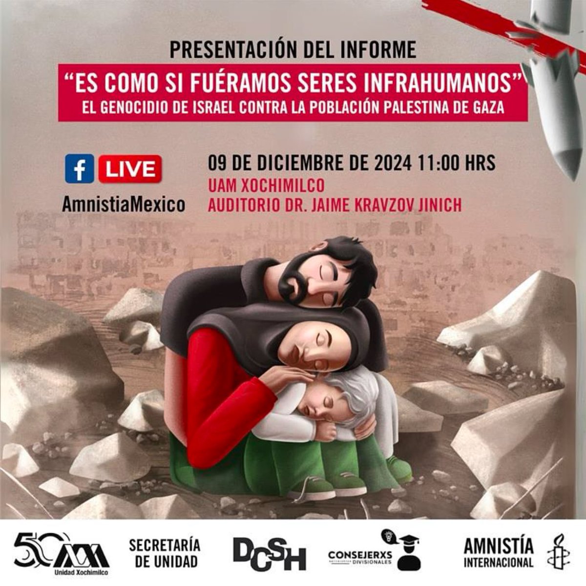 Erika Guevara Rosas (@erikaguevarar) on Twitter photo 📢 El próximo lunes estaré presentando nuestro informe sobre el genocidio cometido por Israel en contra de la población Palestina de #Gaza en #CDMX, en un evento público organizado por mis queridas colegas de <a href="/amnistiamexico/">Amnistía Int. México</a>
🗓 Fecha: 9 de diciembre de 2024
⏰ Hora: 11:00 AM
📍 📢 El próximo lunes estaré presentando nuestro informe sobre el genocidio cometido por Israel en contra de la población Palestina de #Gaza en #CDMX, en un evento público organizado por mis queridas colegas de <a href="/amnistiamexico/">Amnistía Int. México</a>
🗓 Fecha: 9 de diciembre de 2024
⏰ Hora: 11:00 AM
📍