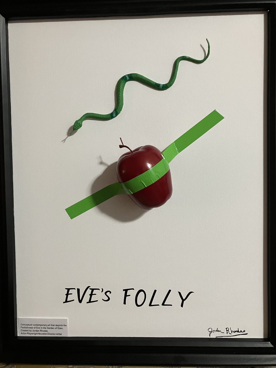 JordanRhodesAct's tweet photo. Trying to go viral with my Conceptual Contemporary Art, "Eve's Folly", it depicts the Foolishness of Eve in the Garden of Eden, supports conceptual artists and is an "answer to the banana".  Jordan https://t.co/M5KCEv2TAO