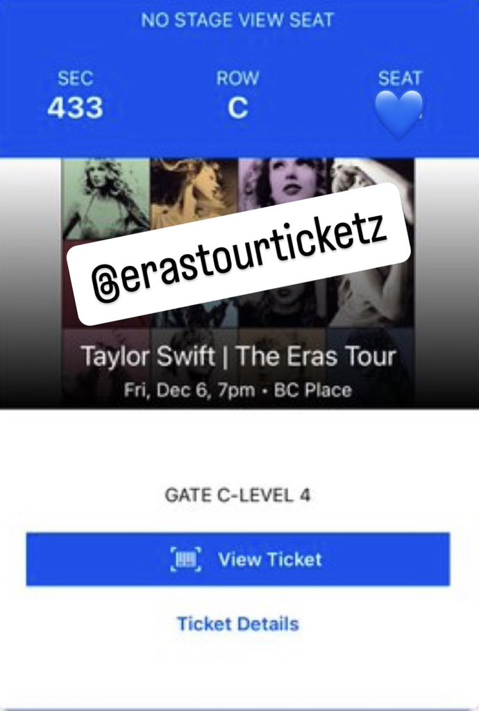 **SELLING**
🩶(2) tickets for Vancouver @ BC Place on 12/6/2024; $39 CAD + PayPal G&amp;S fee 
🩶Only comment if you HAVE NOT been to The Eras Tour! ✨
🩶Please no DMs about tickets 🫶🏻