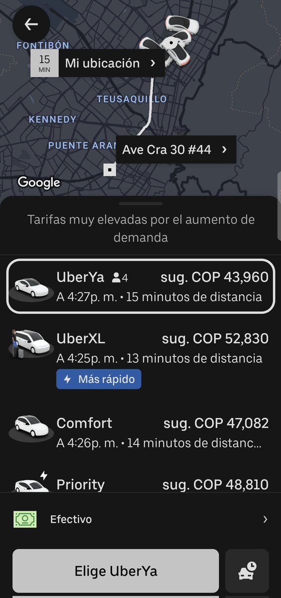 corinestrellada's tweet photo. @riso26 @Tabeeme91 No es tan loco, cuando el servicio de transporte público es pésimo y los de @Uber_Col te quieren culear así, ¡y sin una conversadita! #Calculen https://t.co/sIKJzgeim7