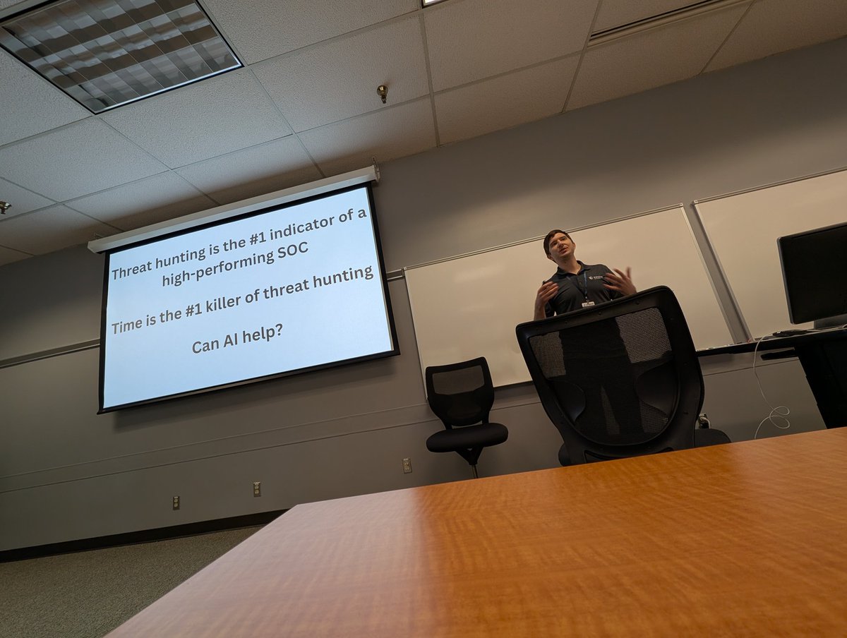shortxstack's tweet photo. listening to one of the sharpest minds in our space, @Recon_InfoSec's @whoisAndrewCook, drop wisdom bombs at @BSidesAustin 🥹🔥🙌

"proactive defense: building effective threat hunts with AI and human expertise" https://t.co/iMkKv3zPGq