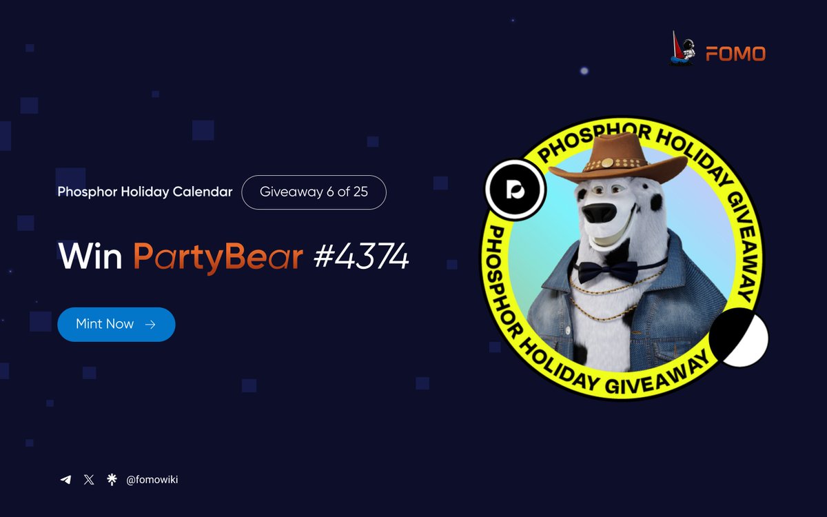 FOMOcx's tweet image. 🎄 #Phosphor Holiday Calendar 2024: Day 6/25! 🎄

Today’s drop features the unique collectible #PartyBear!🐻✨

🔗portfolio.metamask.io/explore/nfts

💡PartyBears are rare digital characters that belong to the expanding #FlufWorld Metaverse.