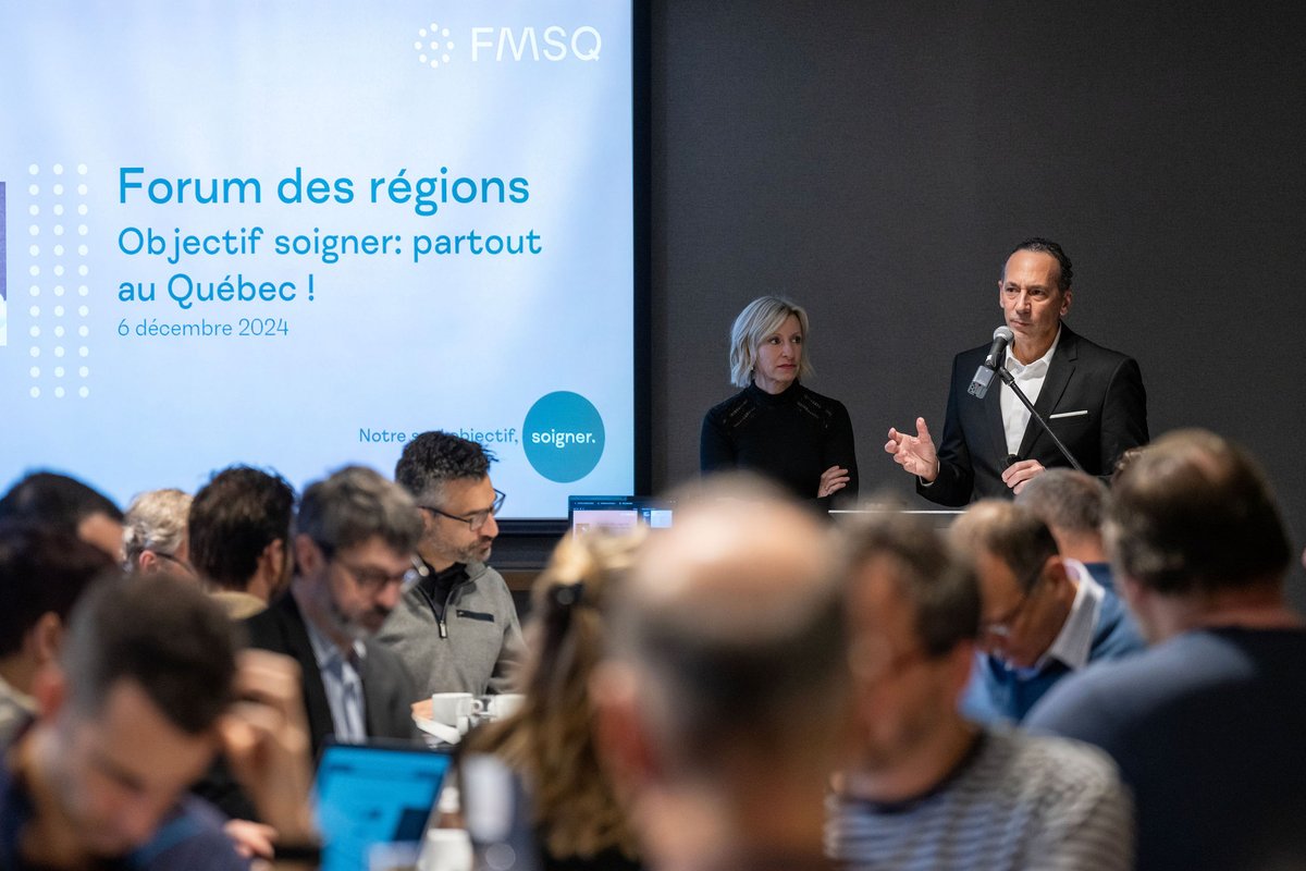 FMSQ's tweet photo. La FMSQ a réuni les présidentes et présidents de ses 35 associations affiliées afin de trouver des solutions pour améliorer l'accès aux soins en région. Les médecins spécialistes sont engagés à traiter leurs patients, car notre seul objectif est de soigner, et ce, partout au Québec! #santeqc #polqc