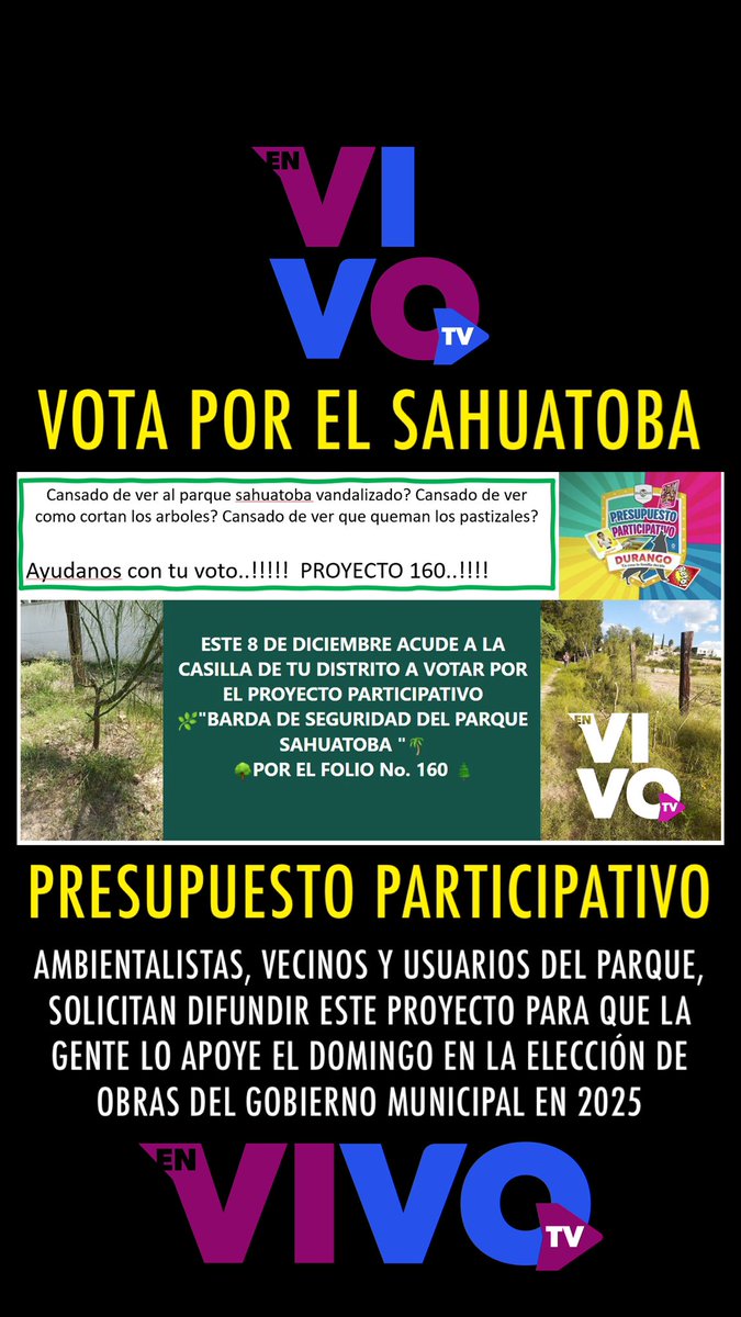 EnVivoTVMX's tweet photo. AMBIENTALISTAS, VECINOS Y USUARIOS DEL PARQUE, SOLICITAN DIFUNDIR ESTE PROYECTO PARA QUE LA GENTE LO APOYE EL DOMINGO EN LA ELECCIÓN DE OBRAS DEL GOBIERNO MUNICIPAL EN 2025.

#EnVivoTV https://t.co/YaWHpPWeX3