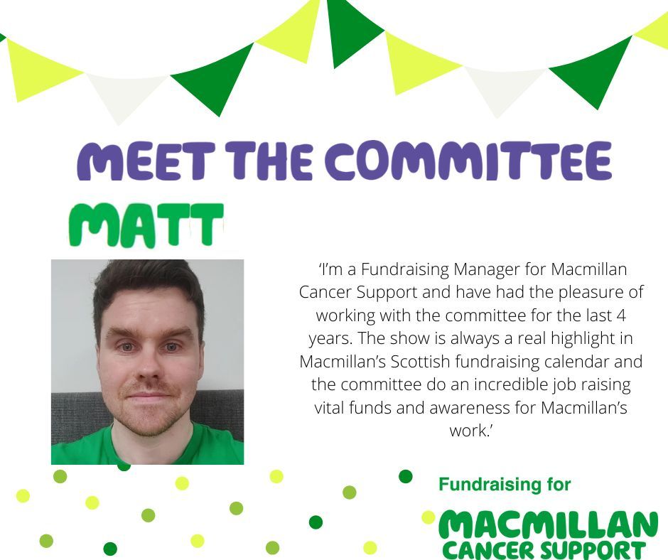 MacArtShow's tweet photo. Our final committee member to introduce you to today is the wonderful Matt! Matt has been our Macmillan Fundraising Manager and point of contact for the last 4 years. His support and guidance has been invaluable and we can't thank him enough! 

#macmillancancersupport https://t.co/lJY5Jsjtlj