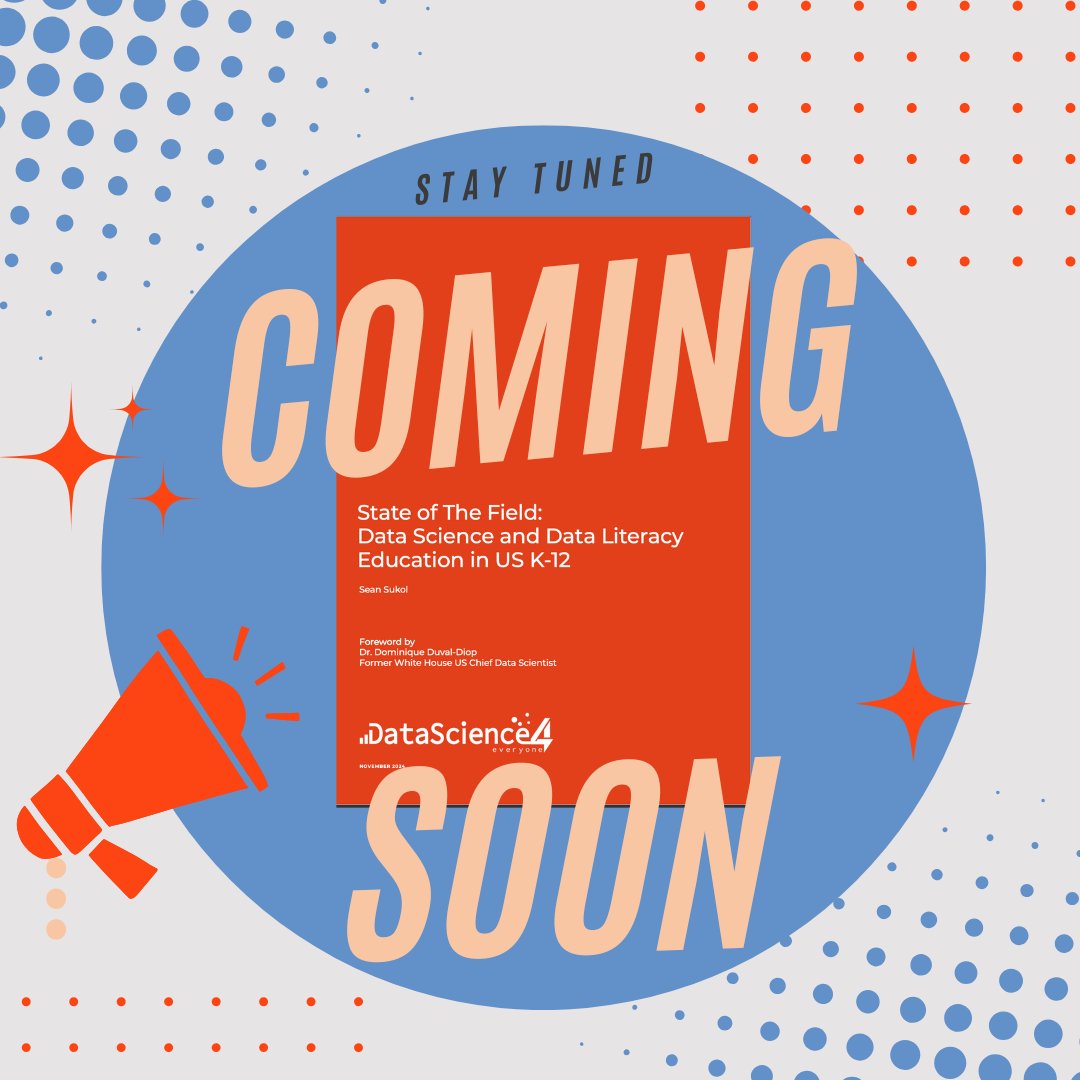 dsforeveryone's tweet photo. 📣 The countdown begins! 🗓️
DS4E’s State of the Field: Data Science & Data Literacy in US K–12 drops Dec. 12! What trends will shape the future of education? What challenges must we overcome?
Get ready to find out! 🚀 #K12DataScience #StateOfTheField https://t.co/S7Ya82hQ4g