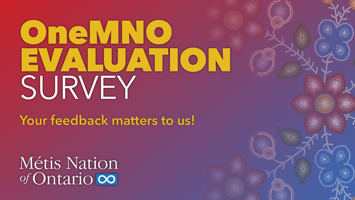 Métis Nation of Ontario (@metisnationon) on Twitter photo The Métis Nation of Ontario is evaluating the OneMNO service, and your feedback is crucial! The survey is quick (under 10 mins) and completely anonymous. Take the survey here:
metisnation.qualtrics.com/jfe/form/SV_5g…
Survey closes December 25. Email us: research@metisnation.org #Métis #OneMNO The Métis Nation of Ontario is evaluating the OneMNO service, and your feedback is crucial! The survey is quick (under 10 mins) and completely anonymous. Take the survey here:
metisnation.qualtrics.com/jfe/form/SV_5g…
Survey closes December 25. Email us: research@metisnation.org #Métis #OneMNO