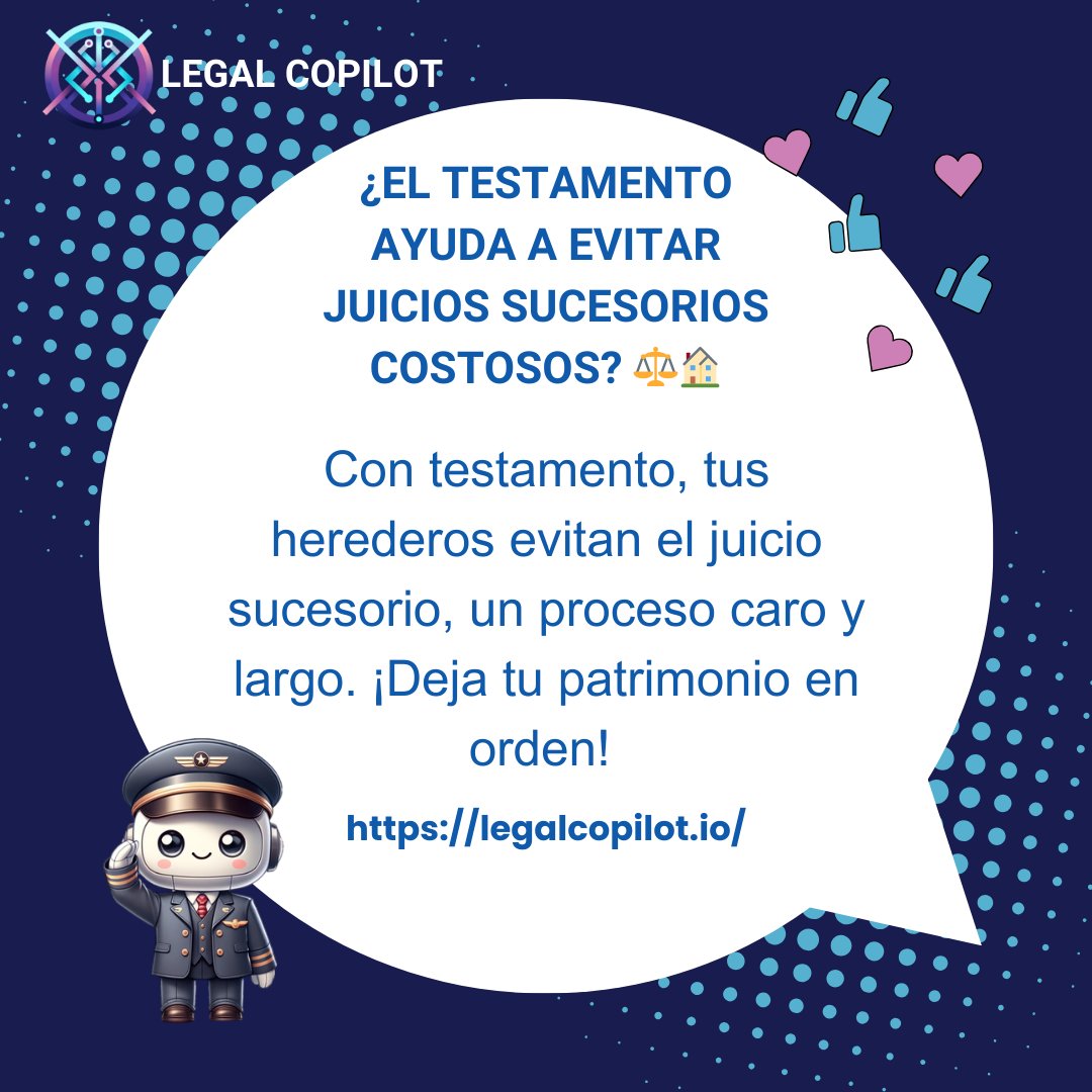 legal_copilot's tweet photo. 🤔 ¿Alguna vez te has preguntado cómo quieres que te recuerden? Nuestro simulador de testamentos te ayuda a visualizar tu legado de una manera fácil y efectiva. ¡Hazlo hoy y construye tu futuro! https://t.co/QWIZ81PiDs #TestamentoDigital #LegadoPersonal #Testamento #LegalCopilot https://t.co/hnXSDmjJsP
