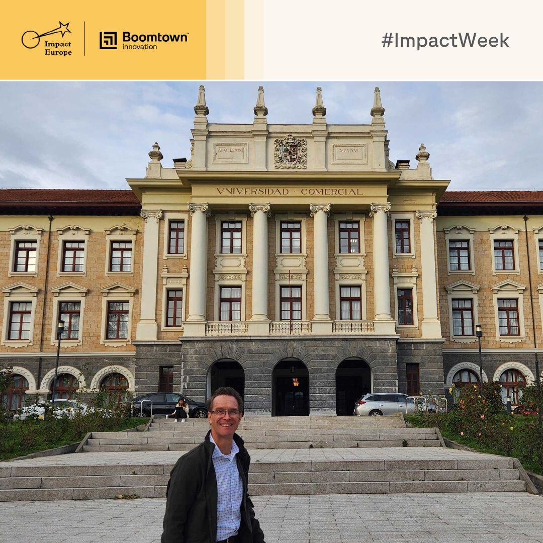 Our Head of Research, Tripp Baltz, presented Boomtown's innovation model to a finance class taught by Prof. Mikel Larreina at the University of Deusto in Bilbao. It’s a privilege to connect with future leaders &amp; share Boomtown’s vision for impact  innovation. #GlobalInnovation