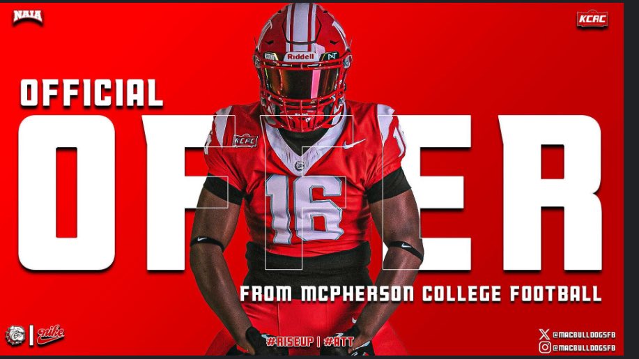 #AGTG after a great conversation with <a href="/CoachLeppke/">Mitch Leppke</a> I’m blessed to receive my first offer from McPherson college <a href="/CoachsacksDent/">Randall "Sack Chaser" Dent 💰🏃🏽‍♂️</a> <a href="/CoachBencke/">Josh Bencke</a> <a href="/SeguinCougarFB/">Seguin Cougar Football 🏈🐾</a> <a href="/coachjoegordon/">The Official Teammate of Today's Student Athlete</a> 
<a href="/AkiiSmithJr/">Akii Jermain SmithJr</a>