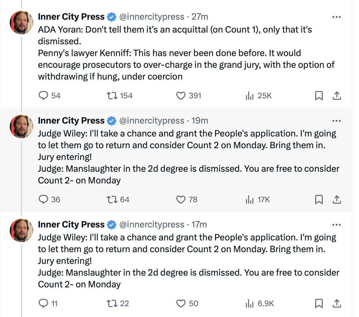 greg_price11's tweet photo. What Dafna Yoran is doing to Daniel Penny is nuts and absolutely illegal.

She moved to dismiss count one (manslaughter) because count two (criminal negligent homicide) couldn't be considered if there was a verdict.

They're bending the law to try and squeeze a guilty verdict for somebody who saved people on a train.