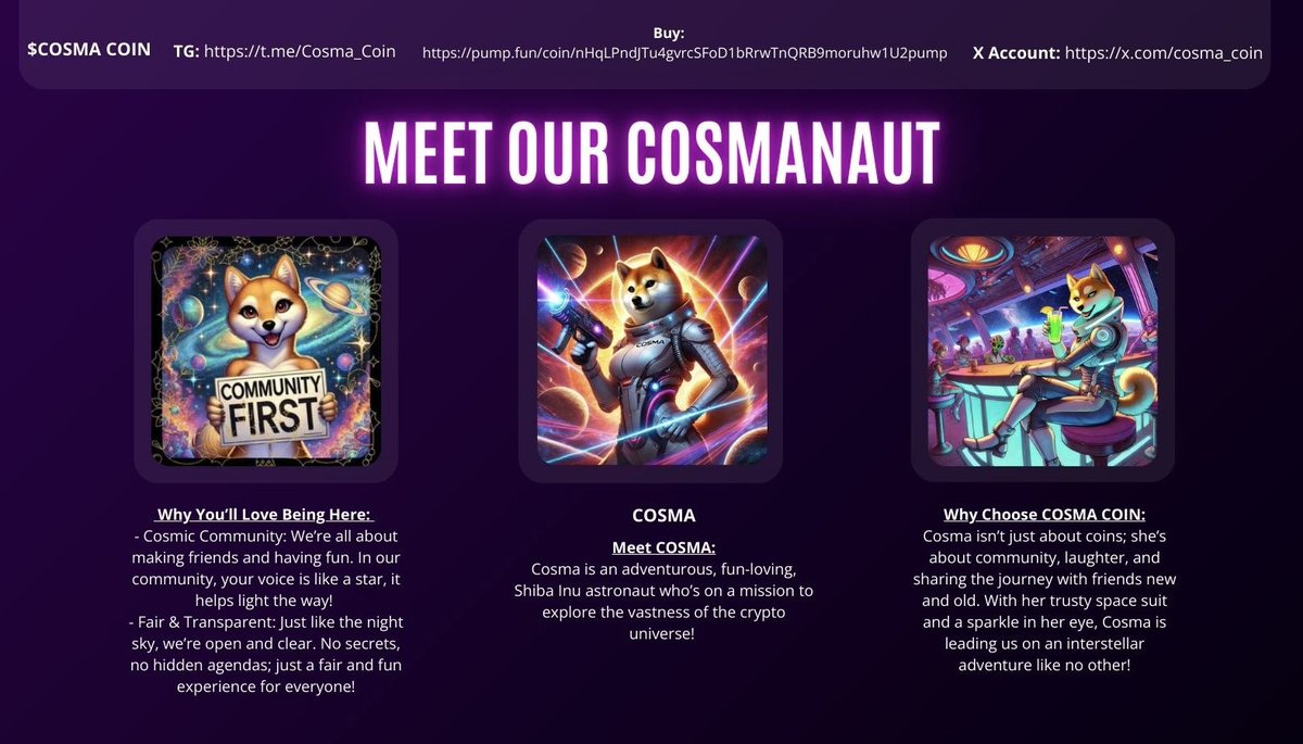 Cosma9861's tweet photo. @MustStopMurad Now is for buying not selling! 
And you should probably buy $COSMA coin… she will rule the memecoins on day! 
Legit project, community based, no insider trading or KOLs being given supply 🤩 just simply a gal building an empire 👑 come check it out! https://t.co/lrYJI1bLKG