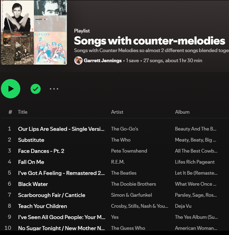 RockOut_WithYou's tweet photo. Idea for #10at10 @971TheDrive "Songs with Counter-melodies" so almost 2 different songs blended together and overlapping - here's some ideas https://t.co/4ac2ouwbUw
any other songs that come to mind? https://t.co/8a9JlWXZou