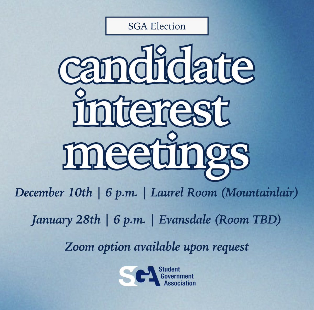 sgawvu's tweet photo. A position in SGA is looking for a Mountaineer like you! We will be hosting two information sessions for those interested in running for a position in SGA in the upcoming election. Any questions can be directed to Elections Chair Coulter at rec00013@mix.wvu.edu https://t.co/UlXzEOqPpp