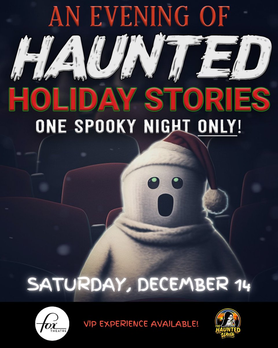 Fox Theatre (@fox_theatre) on Twitter photo π βTis the season for scary stories!
π» Join us and <a href="/hauntedwalk/">The Haunted Walk</a> for some spooky ghost stories as well as a classic short film and an exclusive paranormal investigation for VIP ticket holders!
π Ghost Stories: 8:45pm
π VIP Experience: 10:30pm
ποΈ foxtheatre.ca/schedule/ π βTis the season for scary stories!
π» Join us and <a href="/hauntedwalk/">The Haunted Walk</a> for some spooky ghost stories as well as a classic short film and an exclusive paranormal investigation for VIP ticket holders!
π Ghost Stories: 8:45pm
π VIP Experience: 10:30pm
ποΈ foxtheatre.ca/schedule/
