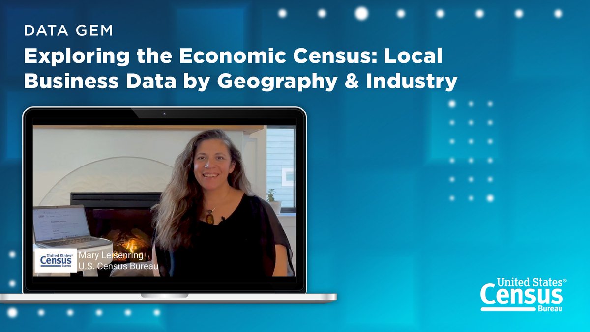uscensusbureau's tweet photo. Our newest #DataGem video shows you how to find valuable business data from the #EconCensus for different local areas—like states, counties, metro areas, and cities.
Watch ▶️ https://t.co/u4fJslAD29
#CensusEconData https://t.co/swKlr6dLTI