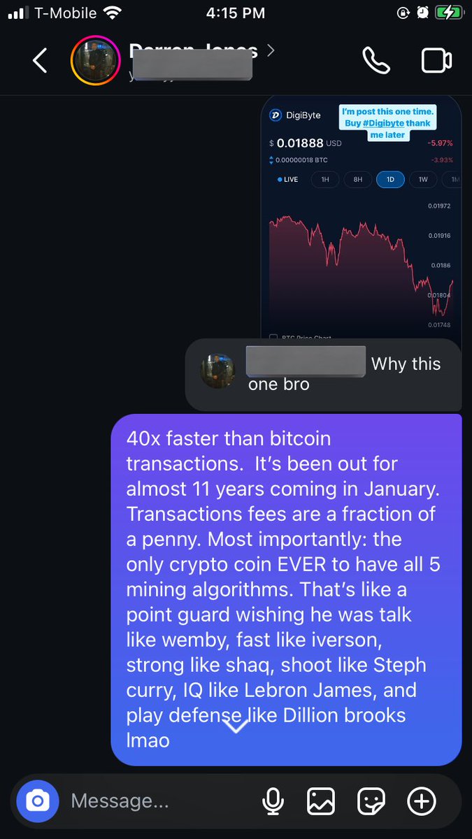 additup2x's tweet photo. I’m really on my instagram spreading the word about #DigiByte cause I love this project and it’s unique features. I got a buddy of mine who is a state police officer invested into it because of my post. Digi family how should I respond to his ending question? 🤔 https://t.co/dr7gOt8Jpy