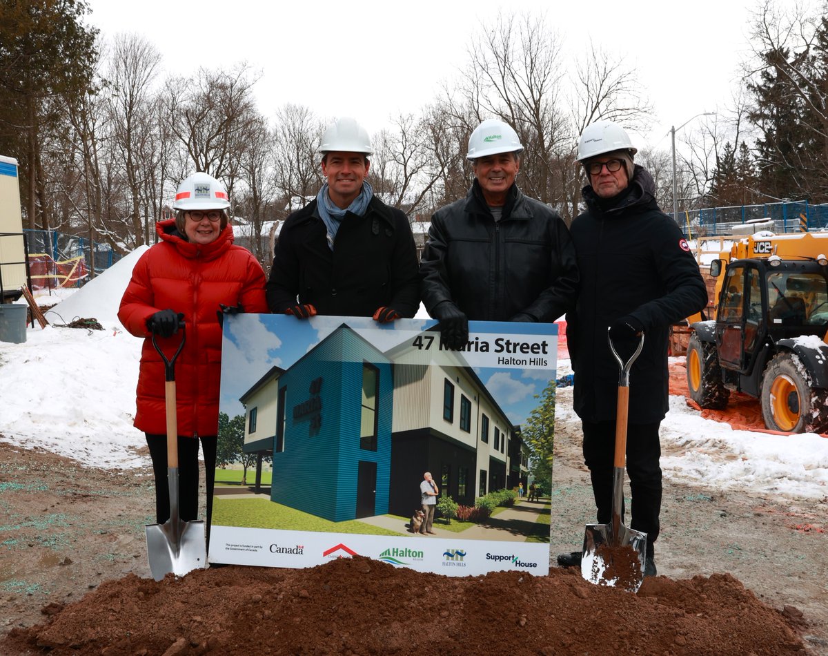 RegionofHalton's tweet photo. 1/2β―@GaryCarrHalton joined today by @vankayak @MayorLawlor @SupportHouse_ca to celebrate the groundbreaking for Support Houseβs 12 new supportive housing units at 47 Maria Street in #ActonON. https://t.co/phj2Fxq4t3