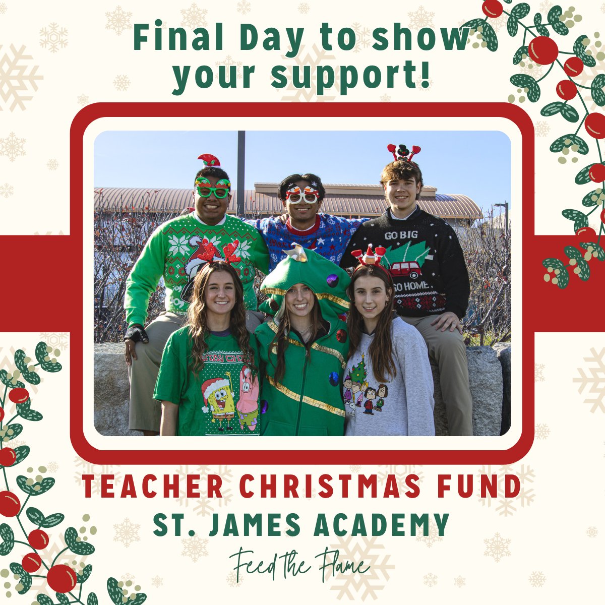 SJAThunder's tweet photo. Today is the last day to show your support for our amazing faculty and staff! Thank you to everyone who has already given to the Teacher Christmas Fund!
Consider giving to the Teacher Christmas Fund through the link below!
https://t.co/MDstBlecFT
#feedtheflame #sjacommunity #gothunder