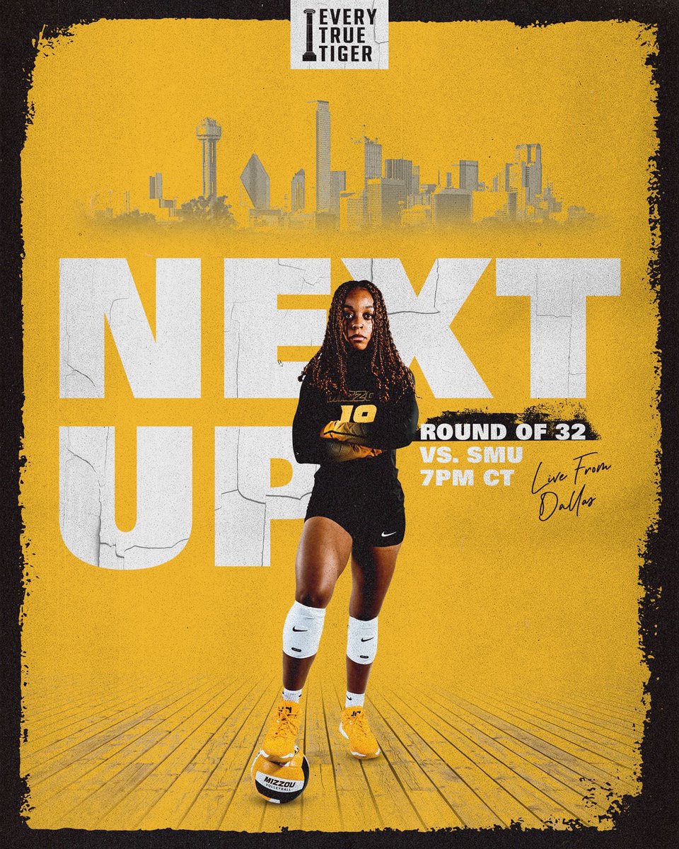 The road to the championship continues!
Cheer on Mizzou Volleyball as they face SMU in Round 2 Friday at 7 PM. Let's go, Tigers! &amp; 6 #MIZ #ETTB <a href="/mizzouathletics/">Mizzou Athletics</a>
<a href="/MizzouVB/">Mizzou Volleyball</a>